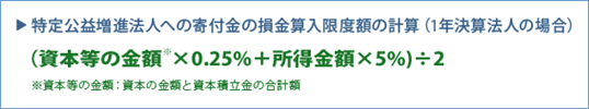 特定公益増進法人への寄付金の損金算入限度額の計算（１年決算法人の場合）