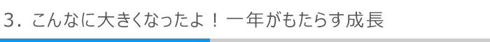3．こんなに大きくなったよ！一年がもたらす成長